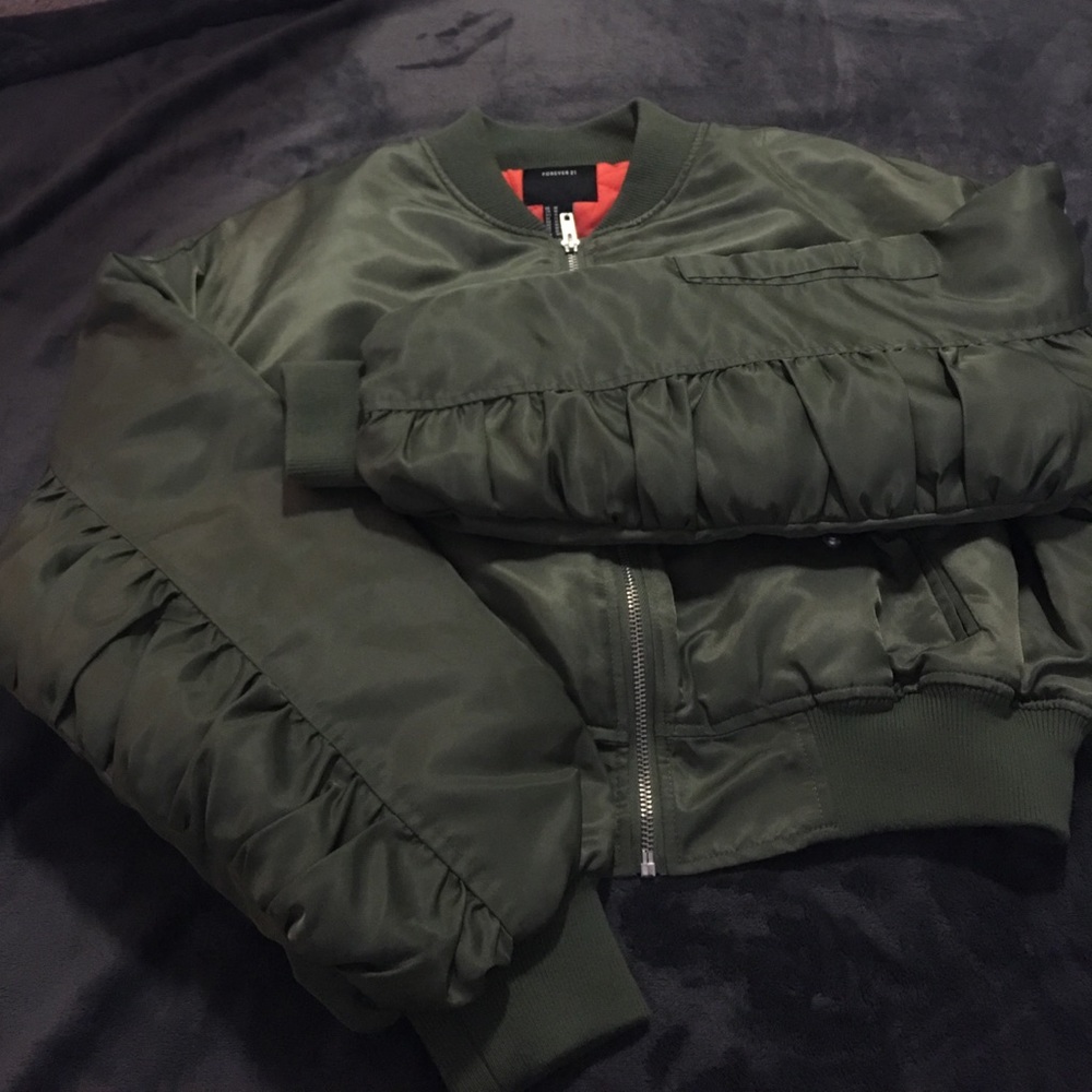Olive bomber jacket